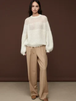 COMMENSE Wool-Blend Semi-Sheer Shift Knit Top* Knitwear|Tops