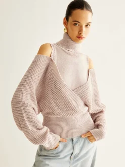 COMMENSE Wool-Blend Turtleneck Cinched Knit Top* Sweater Tops|Sweaters & Cardigans