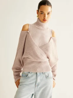COMMENSE Wool-Blend Turtleneck Cinched Knit Top* Sweater Tops|Sweaters & Cardigans
