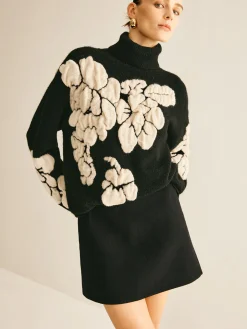 COMMENSE Wool-Blend Turtleneck Jacquard Sweater* Sweater Tops|Sweaters & Cardigans