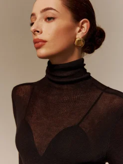 COMMENSE Wool-Blend Turtleneck Semi-Sheer Skinny Sweater* Sweater Tops|Sweaters & Cardigans