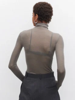 COMMENSE Wool-Blend Turtleneck Sheer Sweater* Sweater Tops|Sweaters & Cardigans