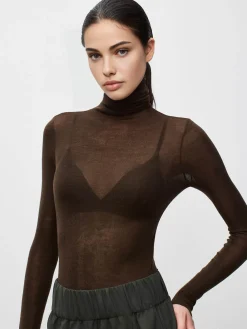 COMMENSE Wool-Blend Turtleneck Sheer Sweater* Sweater Tops|Sweaters & Cardigans