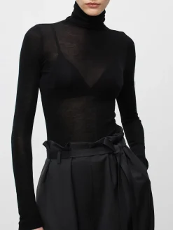 COMMENSE Wool-Blend Turtleneck Sheer Sweater* Sweater Tops|Sweaters & Cardigans