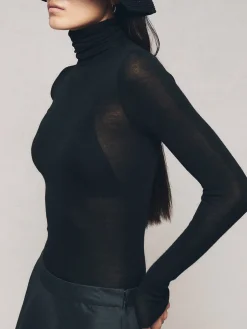 COMMENSE Wool-Blend Turtleneck Sheer Sweater* Sweater Tops|Sweaters & Cardigans