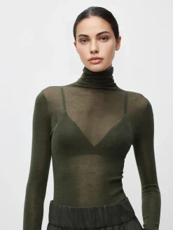 COMMENSE Wool-Blend Turtleneck Sheer Sweater* Sweater Tops|Sweaters & Cardigans
