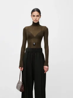 COMMENSE Wool-Blend Turtleneck Sheer Sweater* Sweater Tops|Sweaters & Cardigans