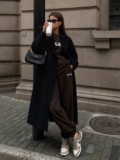 COMMENSE Wool-Blend Tweed Long Coat* Outerwear|Coats