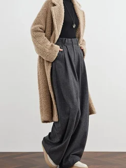 COMMENSE Wool-Blend Tweed Pleated Pants* Pants|Bottoms