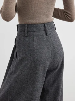 COMMENSE Wool-Blend Tweed Pleated Pants* Pants|Bottoms