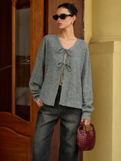 COMMENSE Wool-Blend V-Neck Tie Front Cardigan* Cardigans|Sweaters & Cardigans