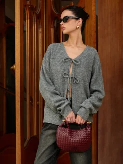 COMMENSE Wool-Blend V-Neck Tie Front Cardigan* Cardigans|Sweaters & Cardigans