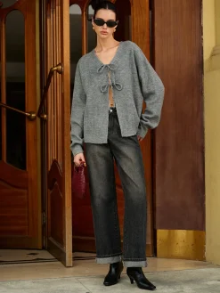 COMMENSE Wool-Blend V-Neck Tie Front Cardigan* Cardigans|Sweaters & Cardigans