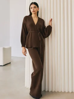 COMMENSE Wrap Belted Sweater Pants Set* Sweater Tops|Sweaters & Cardigans