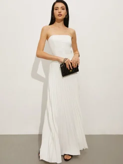COMMENSE Wrap Off-Shoulder Pleated Dress* White Dresses|Casual Dresses