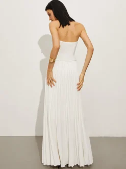 COMMENSE Wrap Off-Shoulder Pleated Dress* White Dresses|Casual Dresses