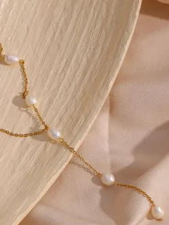 COMMENSE Y-Shape Pearl Pendant Necklace* Necklaces|Accessories