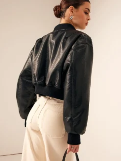 COMMENSE Zip Pockets PU Leather Short Jacket* Outerwear|Jackets
