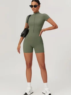 COMMENSE Zipper Seamless Romper* Activewear