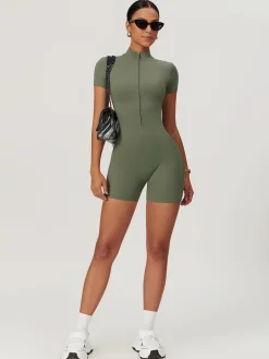 COMMENSE Zipper Seamless Romper* Activewear