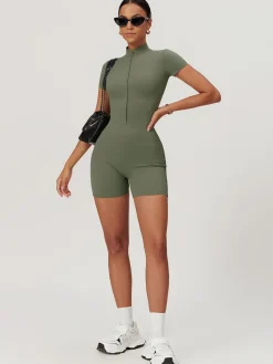 COMMENSE Zipper Seamless Romper* Activewear
