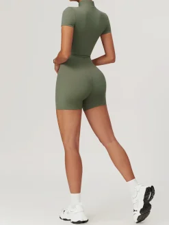 COMMENSE Zipper Seamless Romper* Activewear