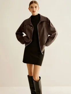 COMMENSE Zipper Shift PU Leather Jacket* Outerwear|Jackets