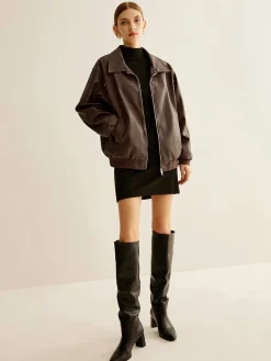 COMMENSE Zipper Shift PU Leather Jacket* Outerwear|Jackets