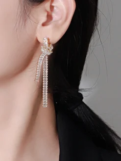 COMMENSE Zircon Creative Knotted Tassel Earrings* Earrings|Accessories